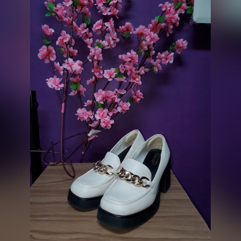 Call It Spring White Platform Loafers -- Size 8